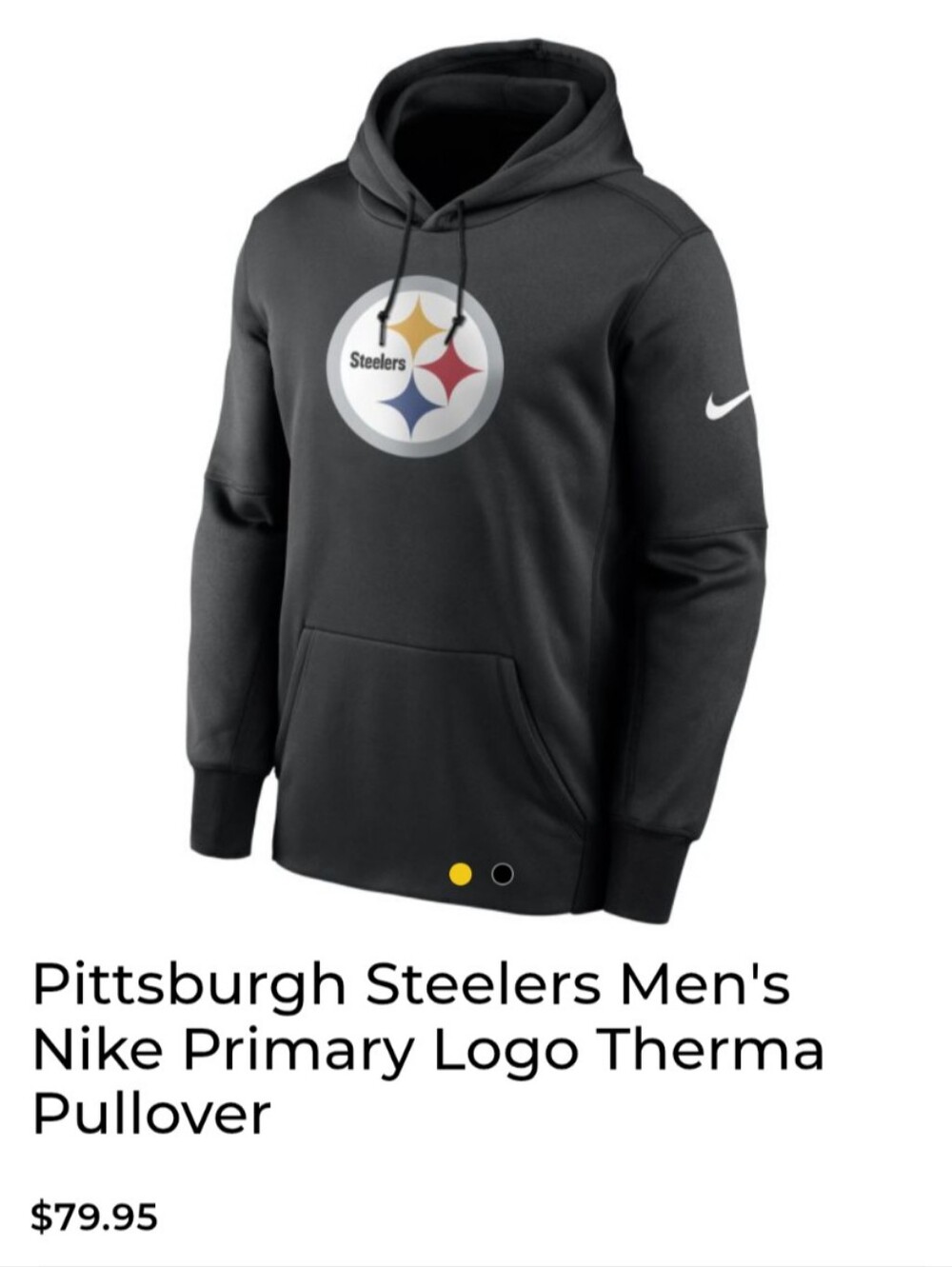 Nike Dri-Fit Pittsburgh Steelers Primary Logo Therma Pullover Hoodie